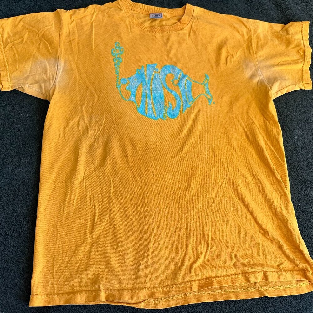 Phish Vintage Yellow Concert T-Shirt Large Green Logo Rare Jam Band Tee